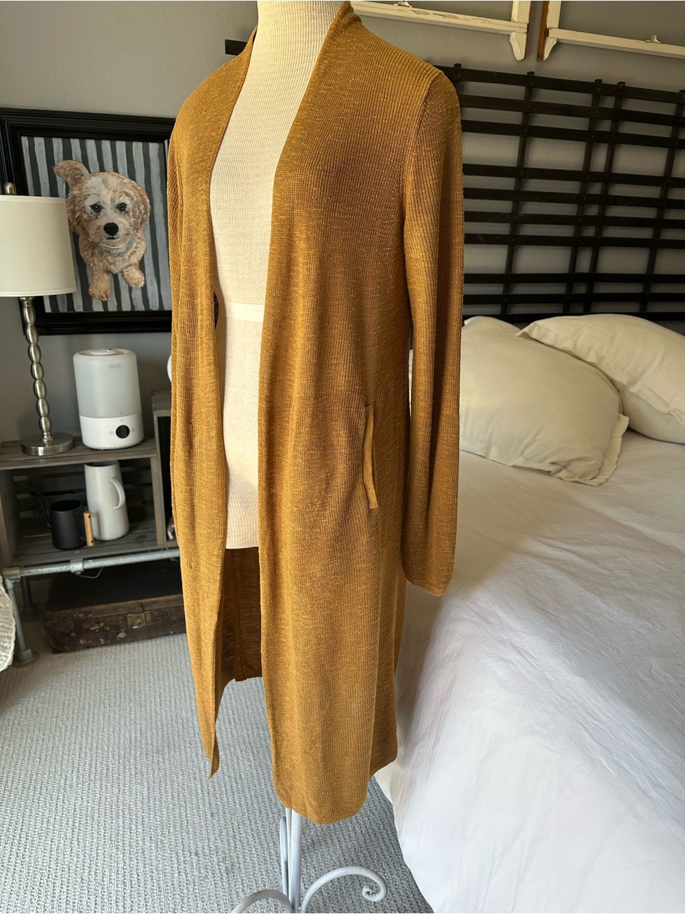 Banana Republic Long Open-Front Cardigan - Mustard Gold, size medium